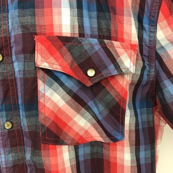 Ditch Plains Red, white and blue plaid Western Shirt XXL New - Picture 4 of 8